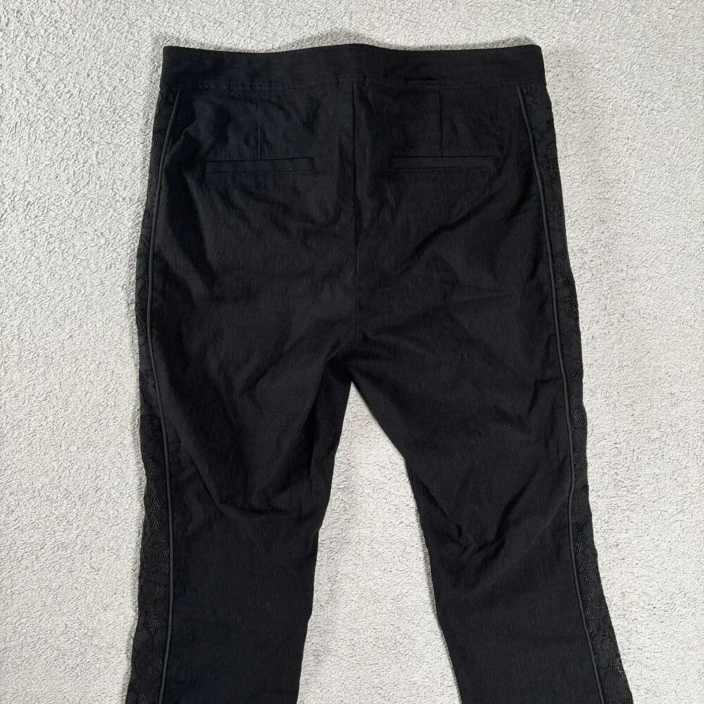 Zac Zac‎ Posen Pants Women's Size 8 Black Straight Leg Lace Sides Goth